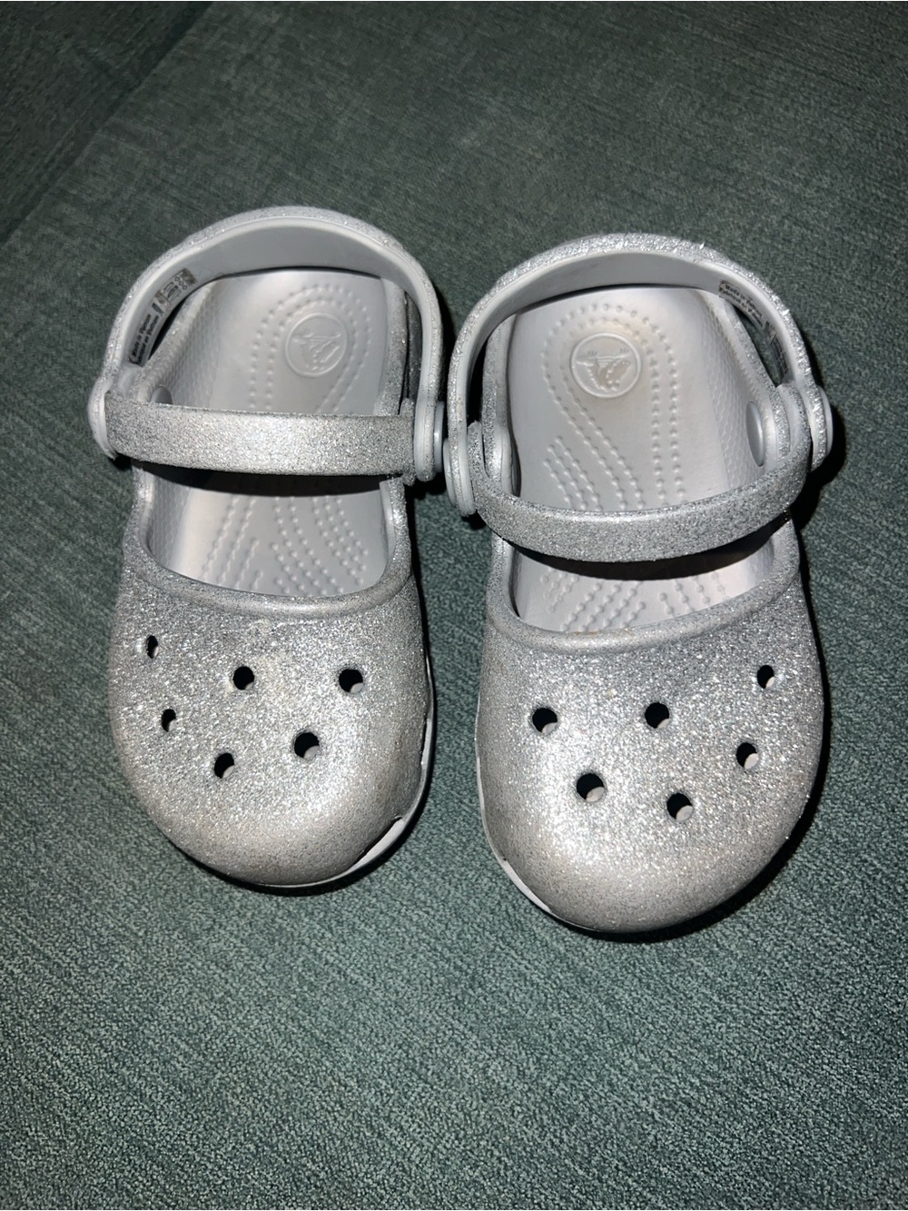 CROCS Kids Sparkle Clog Sandals - Silver Glitter